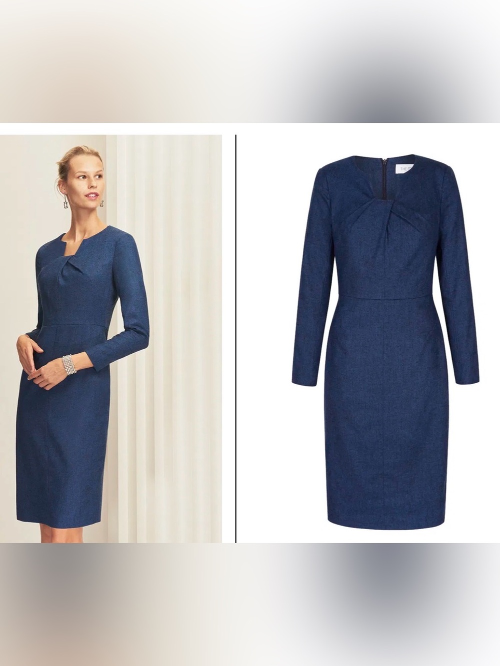 Waverly Navy Long-Sleeve Sheath Dress The Fold UK 8